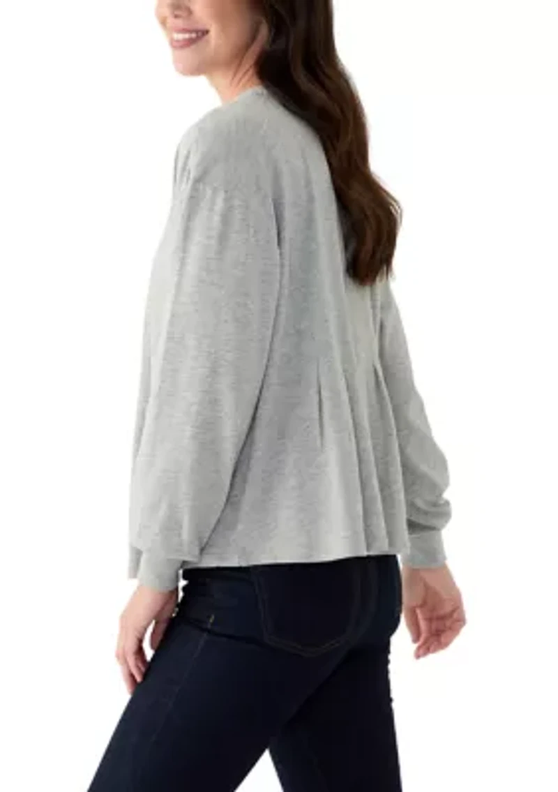 Women's Solid Pleated Front Sweatshirt