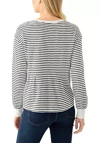 Women's Long Sleeve Pleat Front Sweatshirt