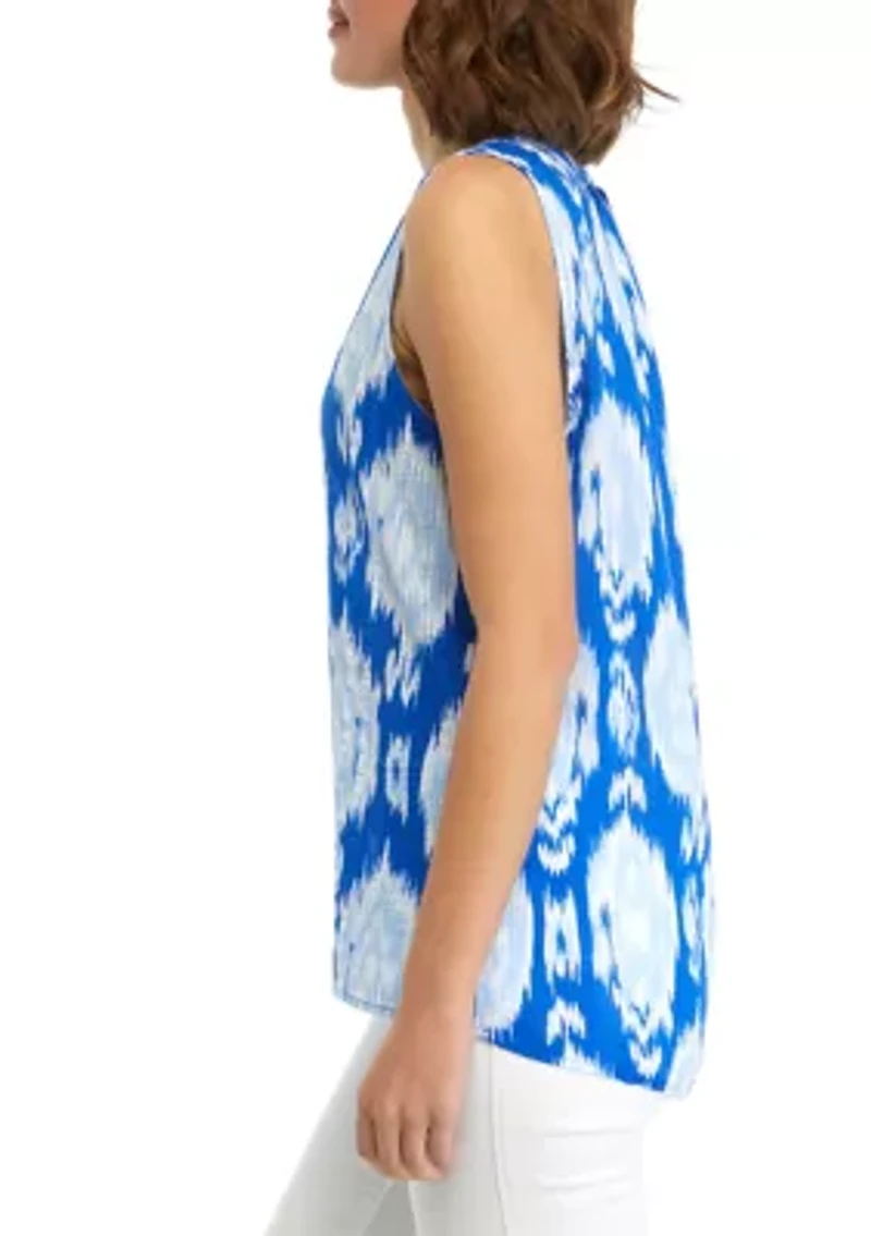 Women's Sleeveless Printed Peasant Top