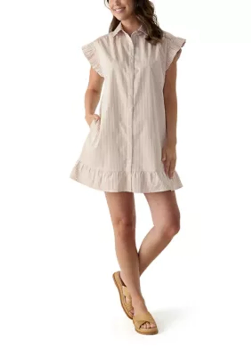Women's Short Sleeve Yarn Dyed Peplum Dress