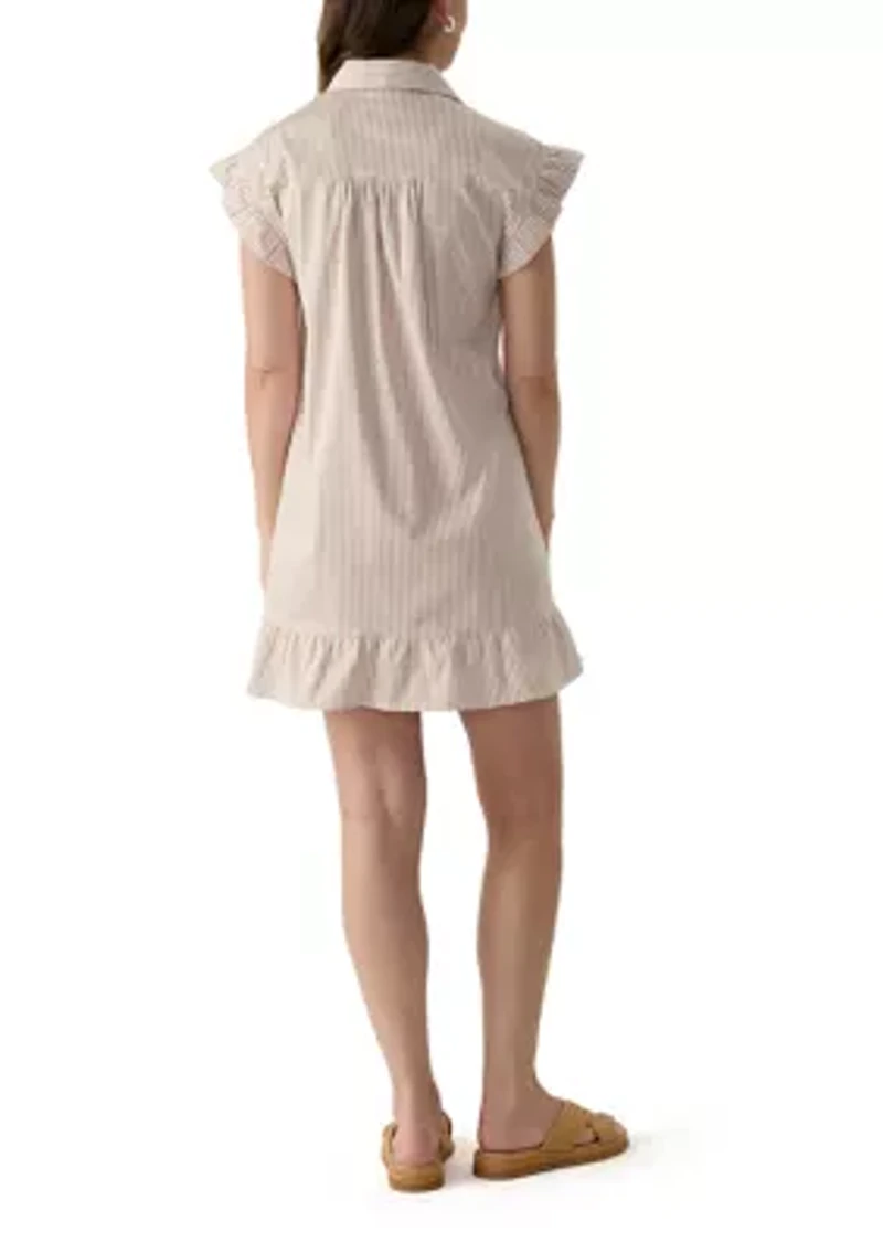 Women's Short Sleeve Yarn Dyed Peplum Dress