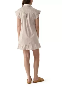 Women's Short Sleeve Yarn Dyed Peplum Dress