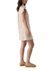 Women's Short Sleeve Yarn Dyed Peplum Dress