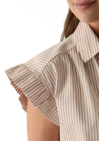 Women's Short Sleeve Yarn Dyed Peplum Dress