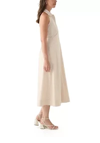 Women's Sleeveless Halter Yarn Dyed Shirtdress