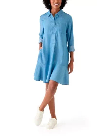 Women's Long Sleeve Flounce Shirtdress