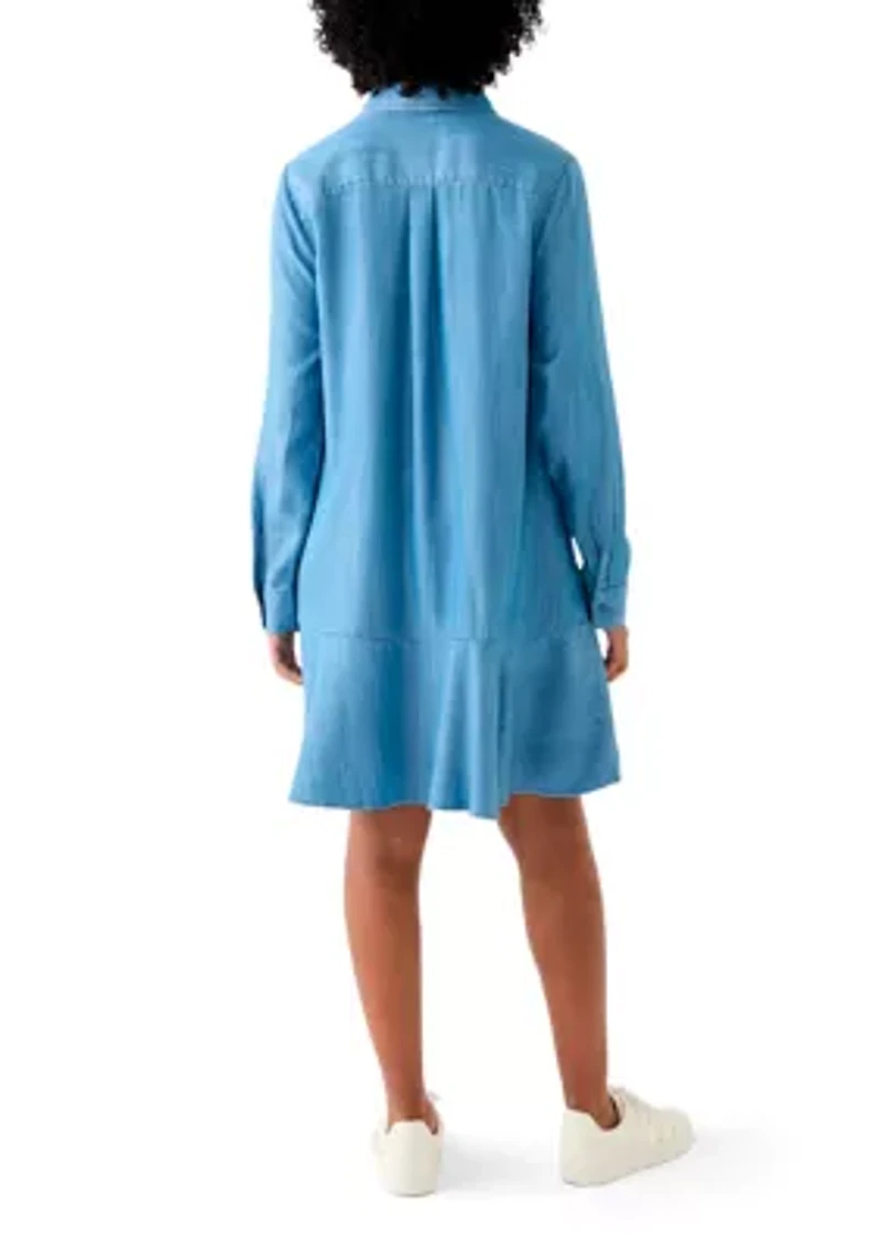 Women's Long Sleeve Flounce Shirtdress