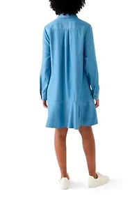 Women's Long Sleeve Flounce Shirtdress