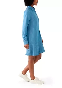 Women's Long Sleeve Flounce Shirtdress