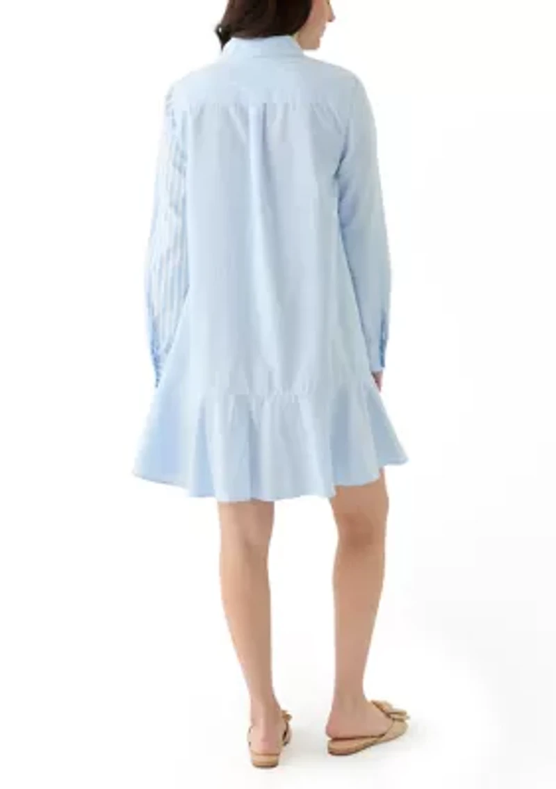 Women's Elbow Sleeve Flounce Shirtdress