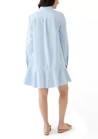 Women's Elbow Sleeve Flounce Shirtdress