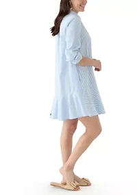 Women's Elbow Sleeve Flounce Shirtdress