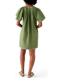 Women's Flutter Sleeve Split Neck Dress