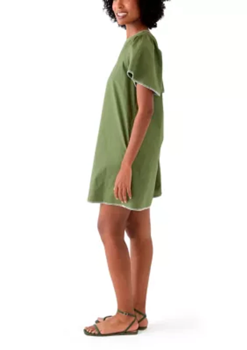Women's Flutter Sleeve Split Neck Dress