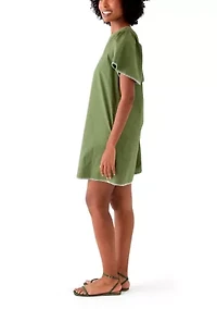 Women's Flutter Sleeve Split Neck Dress