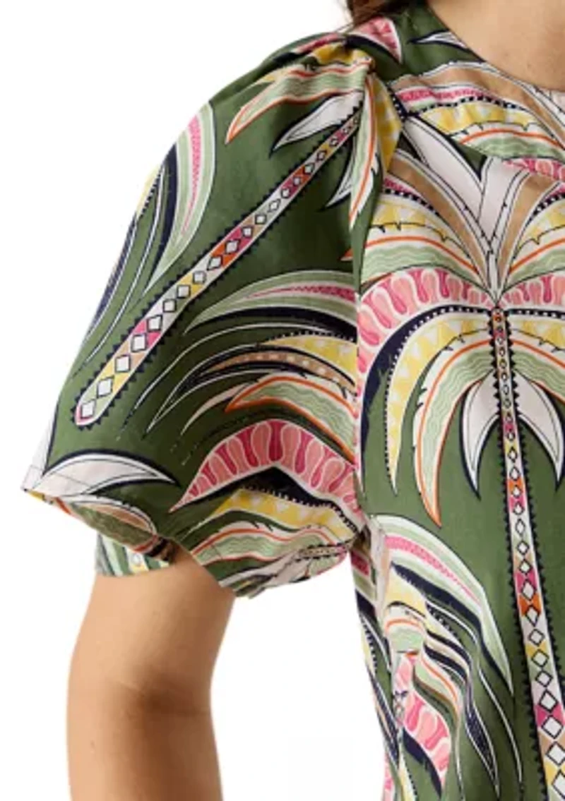 Women's Split Neck Printed Dress