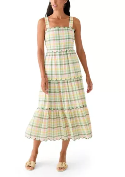 Women's Sleeveless Scallop Printed Midi Dress