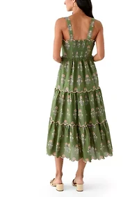 Women's Sleeveless Scallop Printed Midi Dress