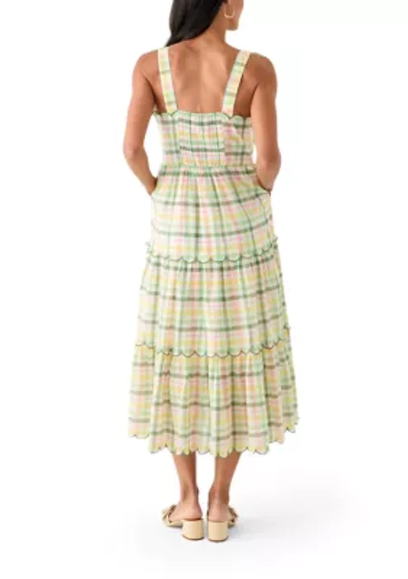 Women's Sleeveless Scallop Printed Midi Dress