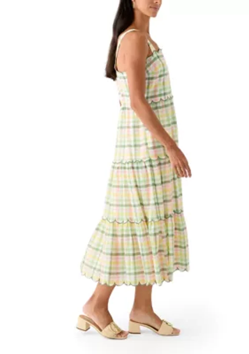 Women's Sleeveless Scallop Printed Midi Dress