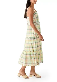 Women's Sleeveless Scallop Printed Midi Dress