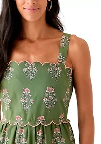 Women's Sleeveless Scallop Printed Midi Dress