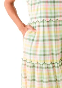 Women's Sleeveless Scallop Printed Midi Dress