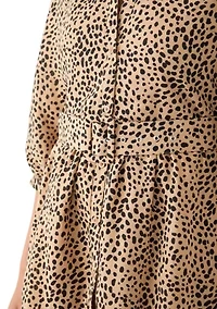 Women's 3/4 Bell Sleeve Printed Belted Dress