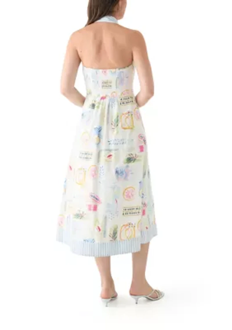 Women's Sleeveless Printed Halter Shirtdress