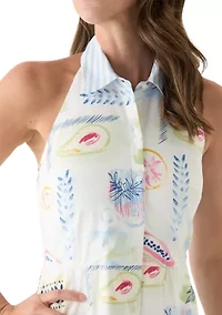 Women's Sleeveless Printed Halter Shirtdress