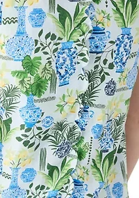 Women's Sleeveless Scallop Back Printed Dress