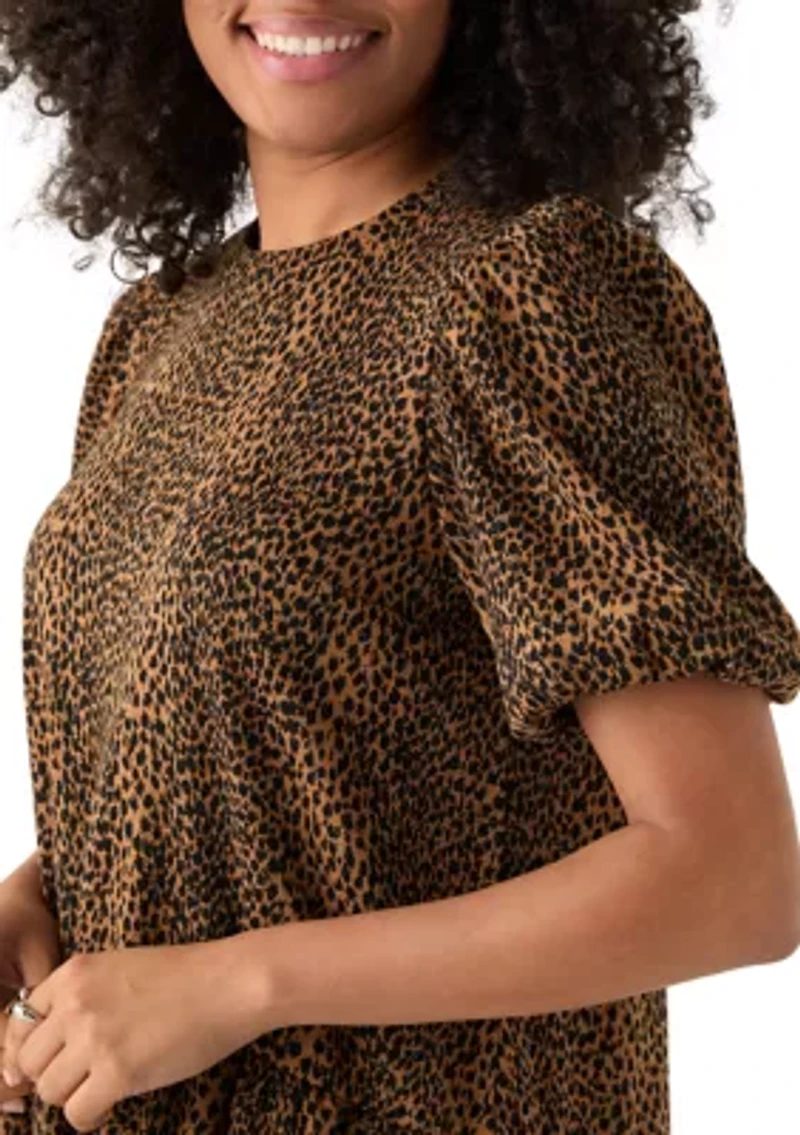 Women's Balloon Sleeve Printed Jacquard Dress