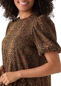 Women's Balloon Sleeve Printed Jacquard Dress