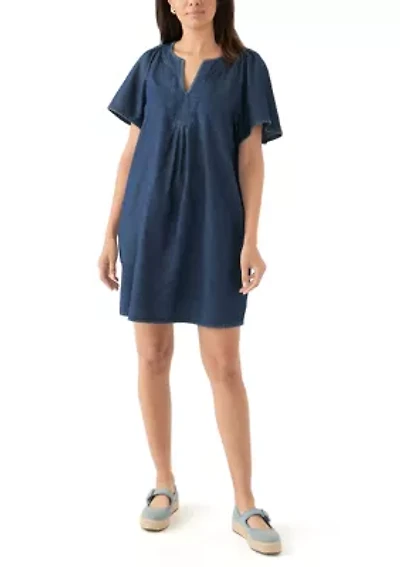 Women's Split Neck Printed Dress