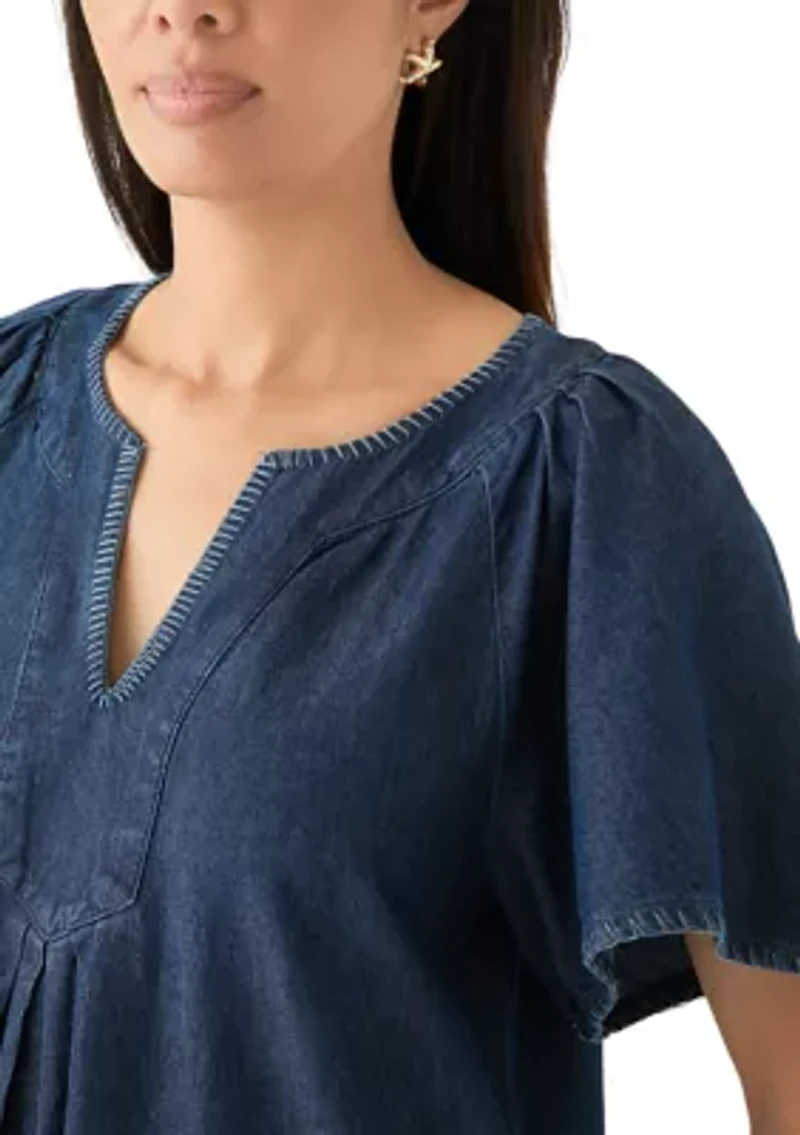 Women's Split Neck Printed Dress