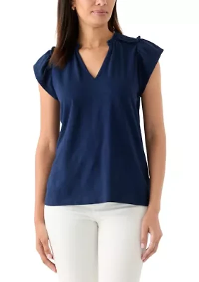 Women's Short Sleeve Smock Shoulder Top