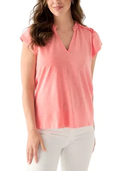 Women's Short Sleeve Smock Shoulder Top