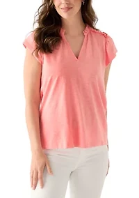 Women's Short Sleeve Smock Shoulder Top
