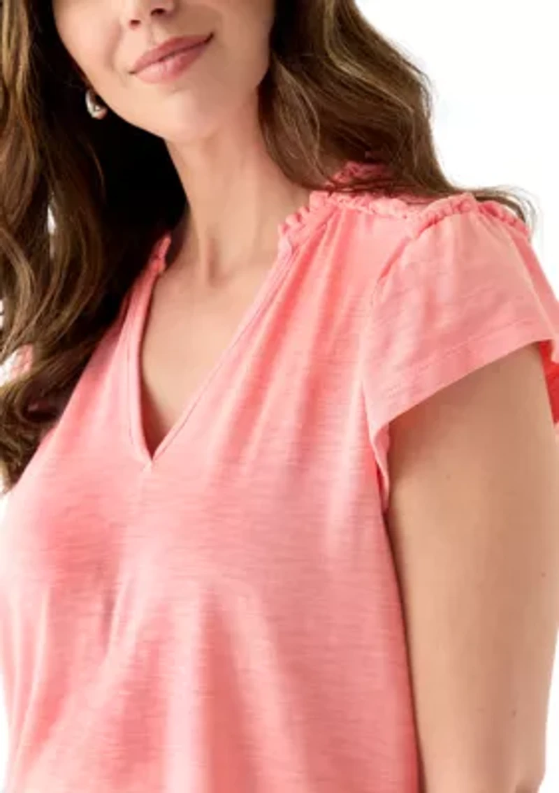 Women's Short Sleeve Smock Shoulder Top