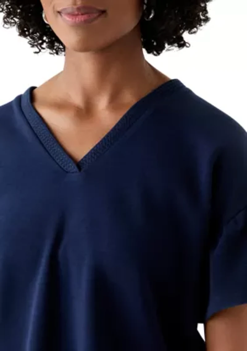 Women's Short Ruffle Sleeve V-Neck Top