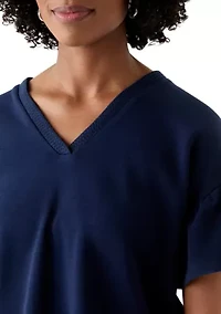 Women's Short Ruffle Sleeve V-Neck Top