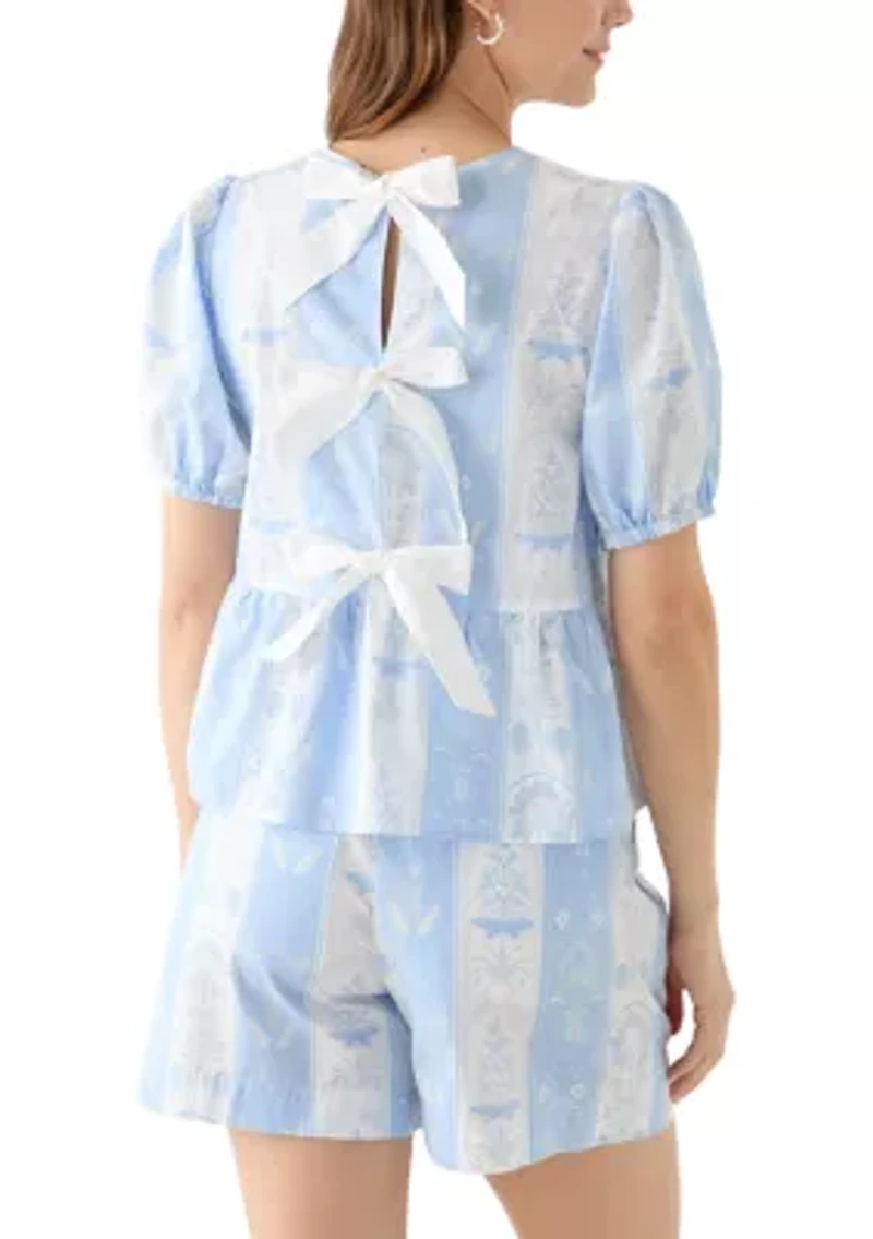 Women's Bow Back Printed Top