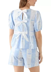 Women's Bow Back Printed Top