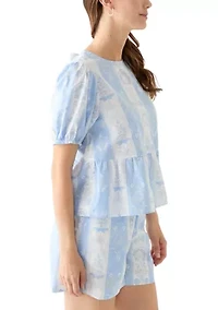 Women's Bow Back Printed Top