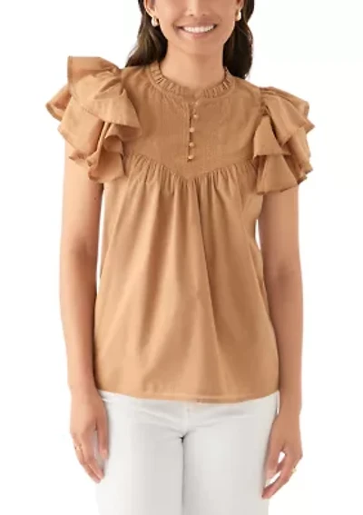 Women's Short Flutter Sleeve Top