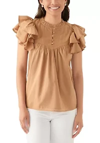 Women's Short Flutter Sleeve Top