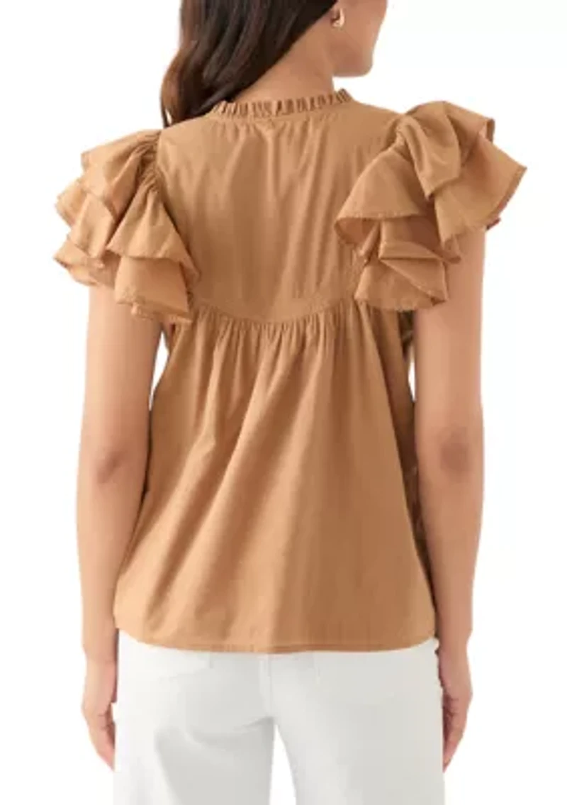 Women's Short Flutter Sleeve Top