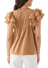 Women's Short Flutter Sleeve Top