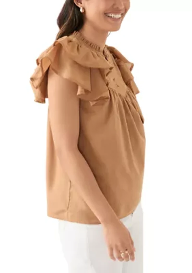 Women's Short Flutter Sleeve Top