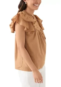 Women's Short Flutter Sleeve Top